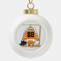 Personalized Orange and White Ice Hockey Jersey