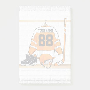 Personalized Orange and White Ice Hockey Jersey Post-it Notes
