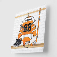 Personalized Orange and White Ice Hockey Jersey