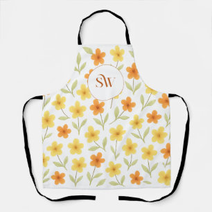 Personalized Orange and Yellow Floral Apron