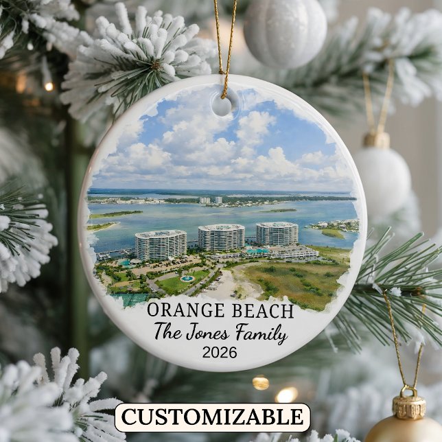 Personalized Orange Beach Ornament, Custom Alabama Ceramic Ornament (Creator Uploaded)