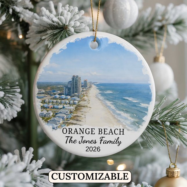 Personalized Orange Beach Ornament, Custom Alabama Ceramic Ornament (Creator Uploaded)