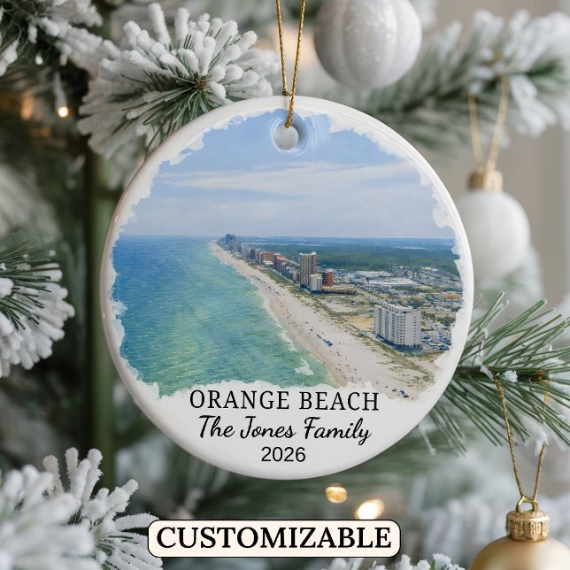 Personalized Orange Beach Ornament, Custom Alabama Ceramic Ornament (Creator Uploaded)