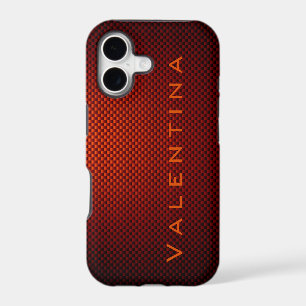 Personalized Orange Black carbon fibre patterned