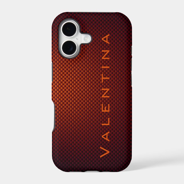 Personalized Orange Black carbon fibre patterned (Back)