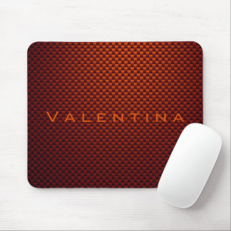 Personalized Orange Black carbon fibre patterned Mouse Pad