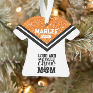 Personalized Orange & Black Cheer Mom Ornament
