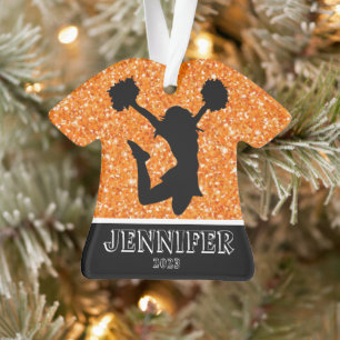 Personalized Orange & Black Cheerleading Ornament