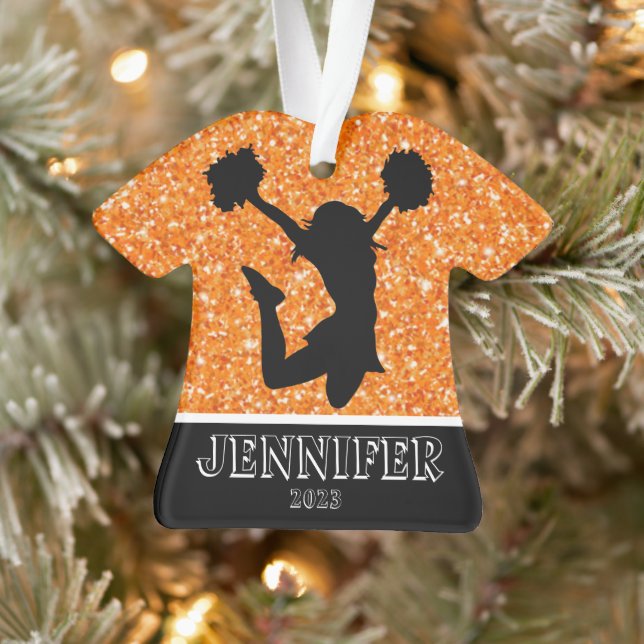 Personalized Orange & Black Cheerleading Ornament  (Tree)