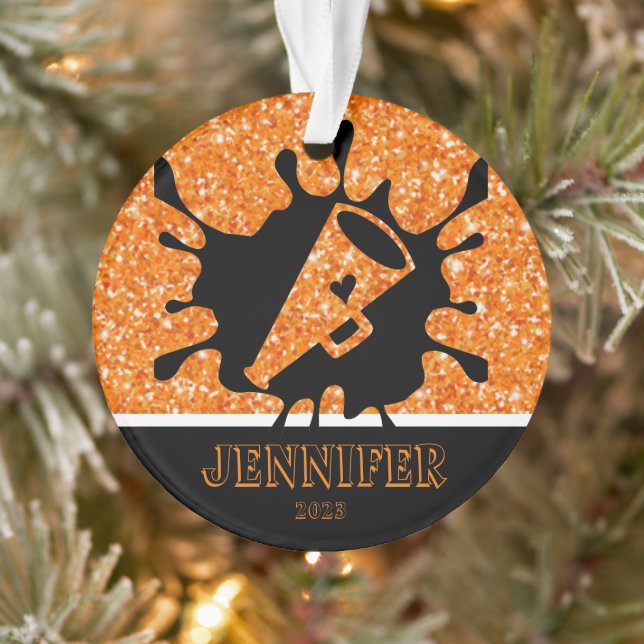 Personalized Orange & Black Cheerleading Ornament  (Tree)