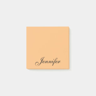 Personalized Orange Black Script Name Post-it Notes