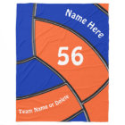 Personalized Orange Blue Volleyball Throw Blankets