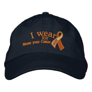 Personalized Orange Cancer Hope Ribbon Your Text Embroidered Hat
