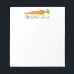 Personalized orange carrot notepad for recipes etc<br><div class="desc">Personalized orange carrot notepad for recipes & more. Make your own custom memo and writing note pads. Add your own personalized name, logo, humorous quote or saying. Healthy food theme stationery paper design with cute vegetable illustration. Fun writing accessories for home, restaurant, school, cooking business, company, dinner party favor, wedding,...</div>