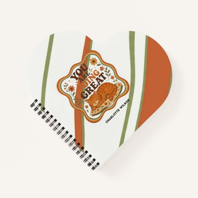 Personalized Orange Cat Christmas Notebook (Front)
