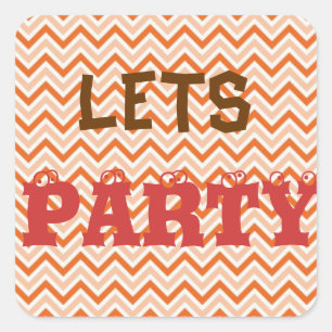 Personalized orange-chevron square sticker
