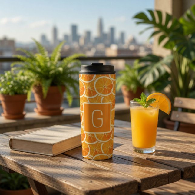 Personalized Orange Citrus Monogram  Thermal Tumbler (Creator Uploaded)