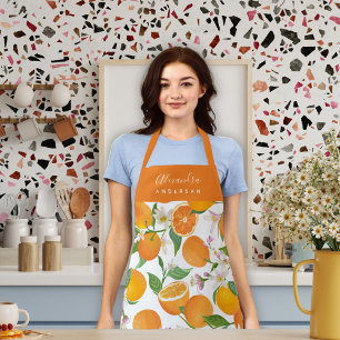 Personalized Orange Citrus Pattern Apron