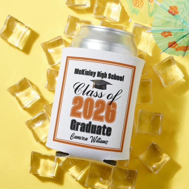 Personalized Orange Class of 2026 Graduation Party Can Cooler (In Situ Summer)