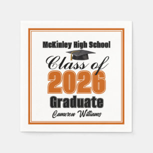 Personalized Orange Class of 2026 Graduation Party Napkin