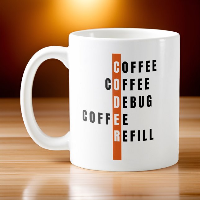 Personalized Orange Coffee Debug Refill Coder Mug (Creator Uploaded)