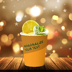 Personalized Orange Cool Modern Simple Neon Party Paper Cups
