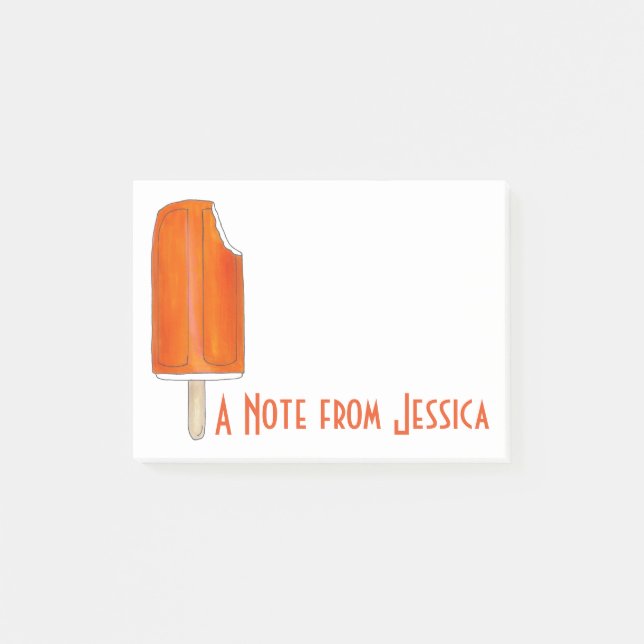 Personalized Orange Creamsicle Popsicle Post It Post-it Notes (Front)