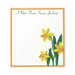 Personalized Orange Daffodil From the Desk Notepad