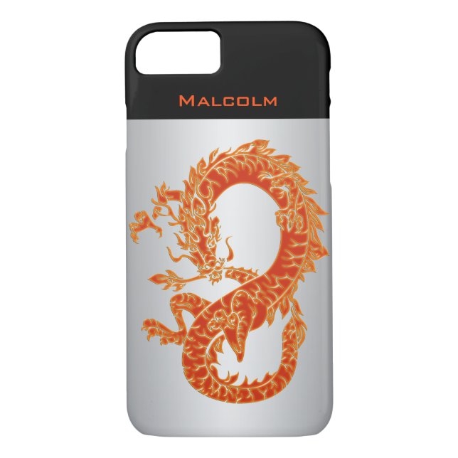 Personalized Orange Dragon iPhone 7 Case (Back)