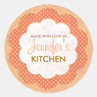 Personalized Orange Floral Dot Canning Stickers