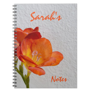 Personalized Orange Fressia Notebook
