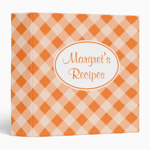 Personalized Orange Gingham Recipe Binder