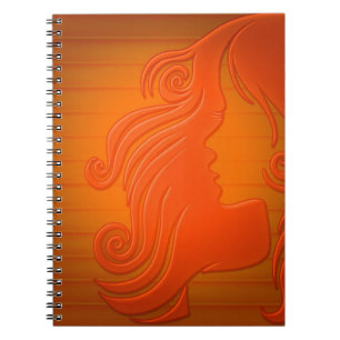 Personalized Orange Gold Woman Face Hair Girly Notebook