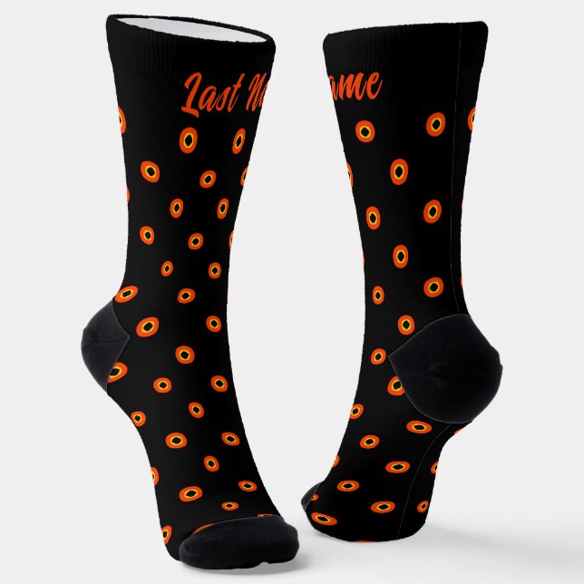 Personalized Orange Green Black Pattern Socks (Angled)