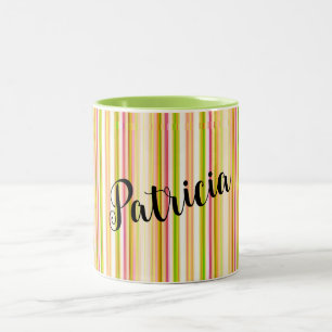 Personalized Orange Green Vertical Stripes Mug
