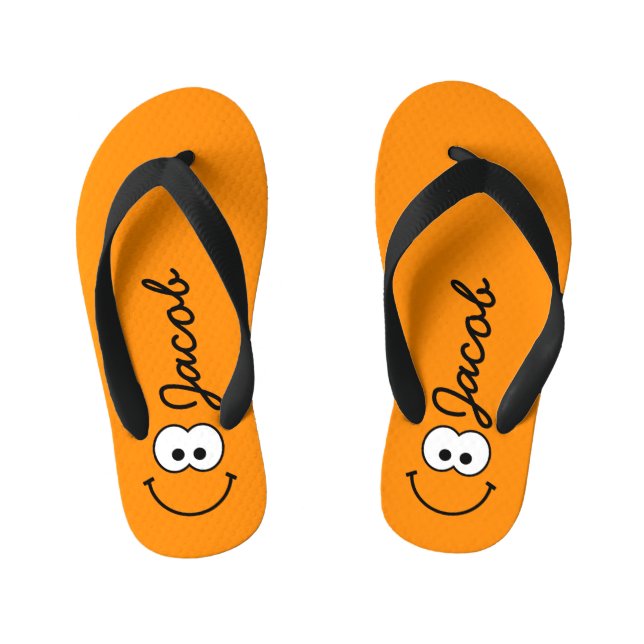 Personalized Orange Kid's Flip Flops (Footbed)