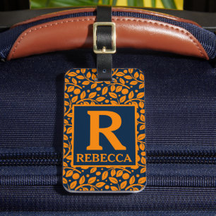 Personalized Orange Leaf Design Luggage Tag