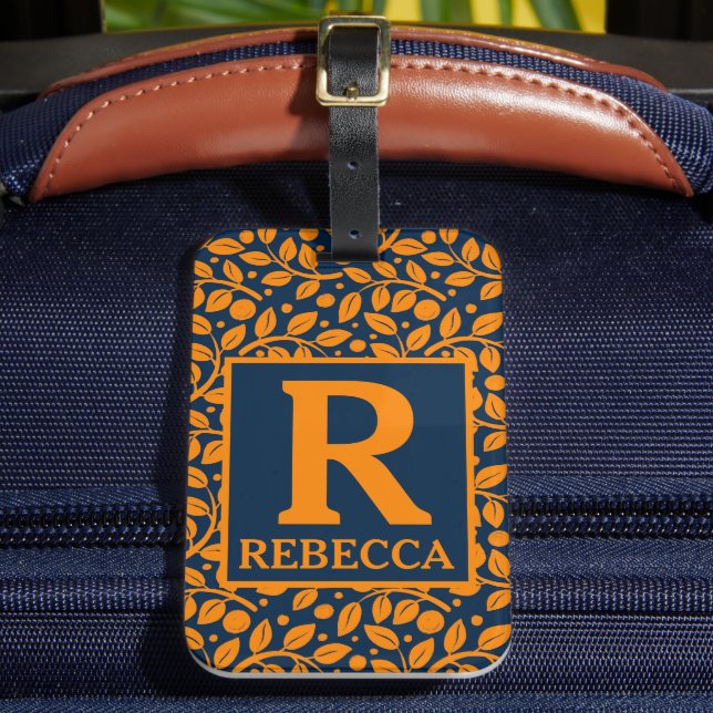 Personalized Orange Leaf Design  Luggage Tag (Front Insitu 2)