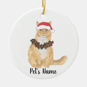 Personalized Orange Maine Coon Christmas Ceramic Ornament