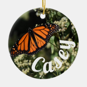 Personalized Orange Monarch Butterfly Nature Photo Ceramic Ornament