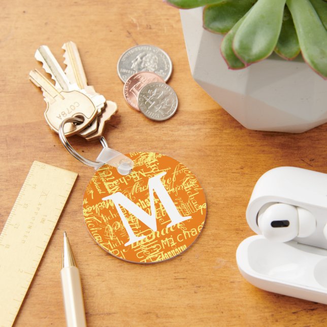 Personalized Orange Monogrammed Keychain (Desk)