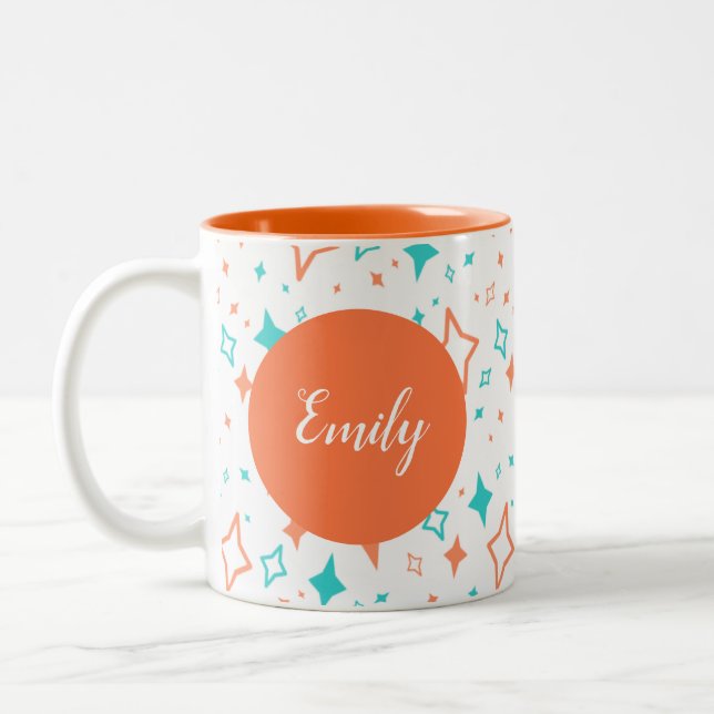 Personalized Orange Mug with Stars (Left)