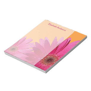 Personalized Orange Pink Gerbera Daisy Notepad