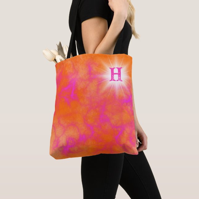 Personalized Orange & Pink Tote Bag (Close Up)