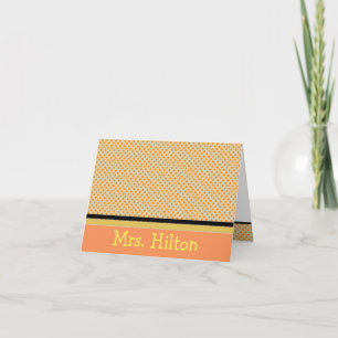 Personalized Orange Polka Dot Notecards