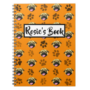 Personalized Orange Pug Note Book