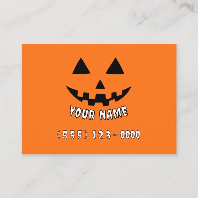 Personalized Orange Pumpkin Halloween Calling Card (Front)