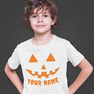 Personalized Orange Pumpkin Halloween Kid's Name T-Shirt