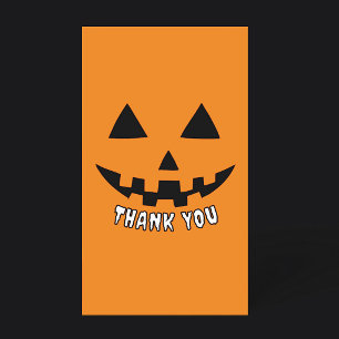 Personalized Orange Pumpkin Halloween Thank You Card