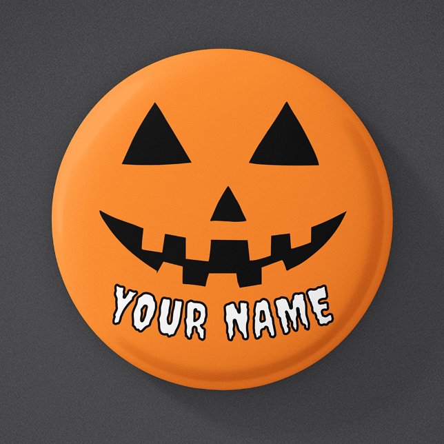 Personalized Orange Pumpkin Halloween Your Name 1 Inch Round Button (Creator Uploaded)